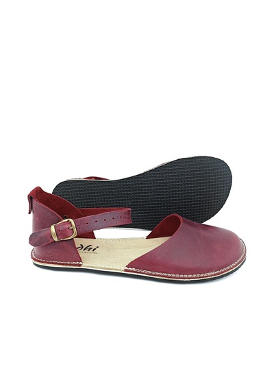 Bodhi Handcraft Kadın Barefoot Hakiki Deri Minimalist Günlük Sandalet El İmalatı Bordo