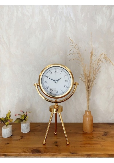 Gold Metal Mini Tripod Retro Masa Saati 45 26 Cm Renkli