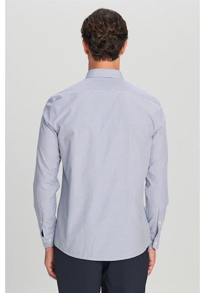 AC&Co / Altınyıldız Classics Erkek Beyaz Lacı Slim Fit Dar Kesim Düğmeli Yaka Çizgili Gömlek Beyaz Lacı