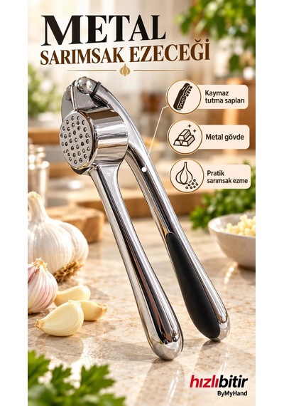 Bymyhand Metal Elite Sarımsak Ezici Öğütücü Gümüş