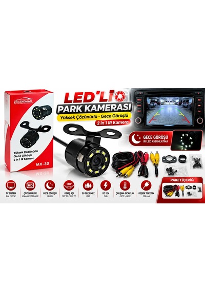 Park Kamerası - Mx-30 Led Li Park Kamerası Gece Görüşlü 2 İn 1 Ir Geri Görüş Kamerası