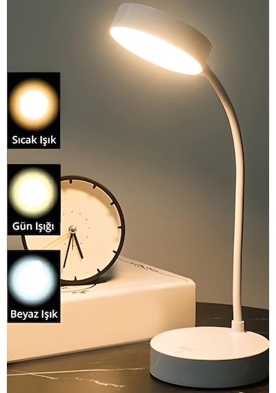 Şarjlı Dokunmatik 20 Led Çalışma Okuma Işığı Masa Lambası Ayarlanabilir Işık 3 Farklı Renk Ton