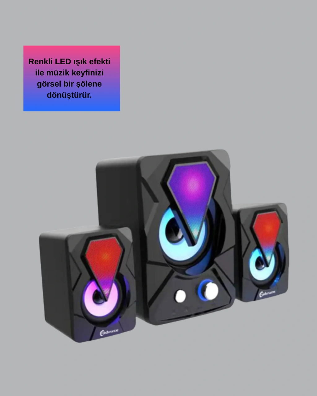 Tek 2+1 Rgb Led Işıklı Güçlü Bas Sistemli Bilgisayar Hoparlörü Najmaddin