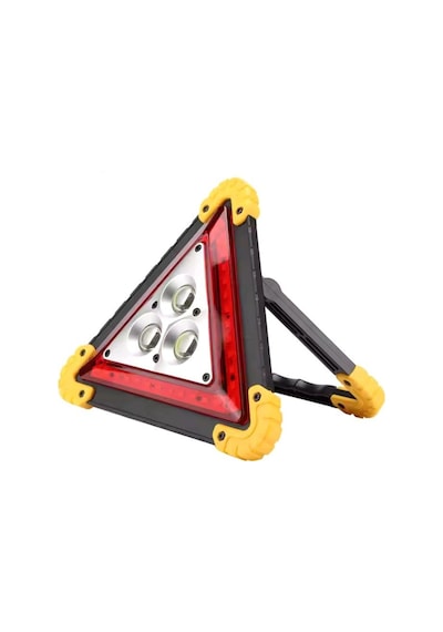 Shopytech Şarjlı Üçgen İkaz Lambası Cob Led Araç Arıza Uyarı Lambası Usb Şarjlı Acil Durum Trafik Gü