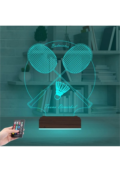 Luvivia Badminton Bedminton Kişiye Özel 3d Lamba - Masa Gece Lambası Şeffaf