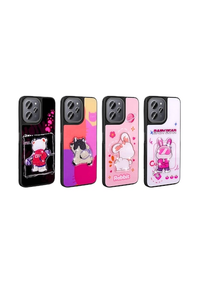 Zore Redmi 12 4g Kılıf Parlayan Kabartmalı İkonik Figürlü Nvth Amas Silikon Kapak - Pembe