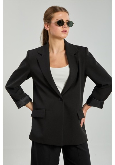Barrels And Oıl Kadın Tek Düğmeli Blazer Ceket - Siyah Siyah