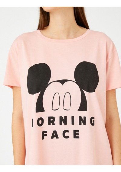 Koton Mickey Mouse Baskılı Gecelik Kısa Kollu Disney Lisanslı Pembe 3slk60001mk Gül