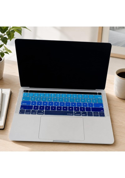 Türkçe Q Keyboard Cover Macbook Pro Touch Bar 13 İnç 15 İnç Uyumlu A1706 A1989 A2159 A1707 A1990 Us Ansı Amerikan Düz Enter Silikon Klavye Koruyucu Lacivert Mavi