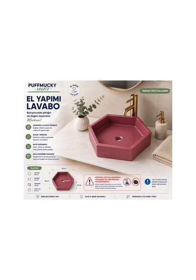 Lavabo Tezgah Üstü Lavabo Banyo Tuvalet Lavabosu Bordo-açık Bordo Bordo-açık Bordo