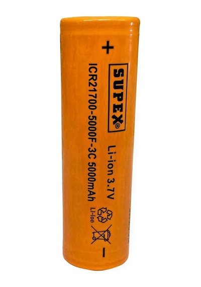 Supex Icr21700-5000f-3c 3.7v 5000mah Li-ion Düz Kafa Başsız Pil
