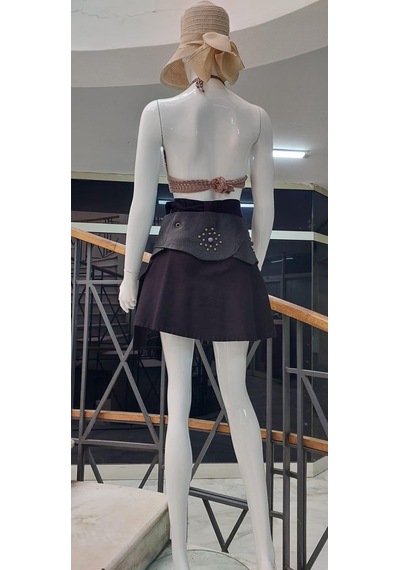 Eren Style Boho Antik Tokalı Doğal Taş Detaylı Hakiki Deri Kemer 84 Cm-98 Cm Siyah