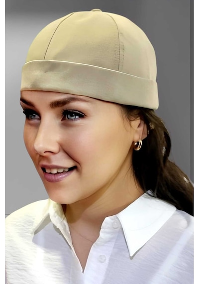 Unisex %100 Pamuklu Docker Şapka Bej
