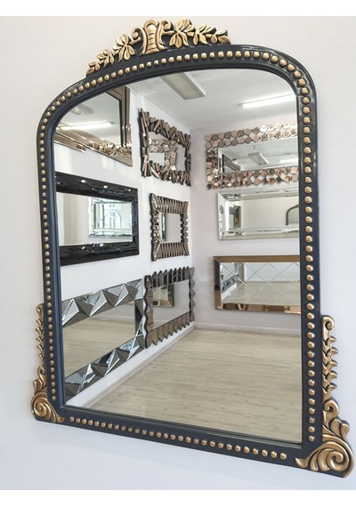 Ayna Denizi Lady Anthracite Gold Model Antrasit Altın Renk Dekoratif Ayna Altın