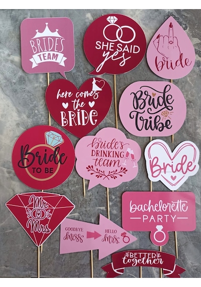 12'li Büyük Boy Bekarlığa Veda Konuşma Balonu Seti Kına Gecesi Bride To Be Bride's Team She Said Yes
