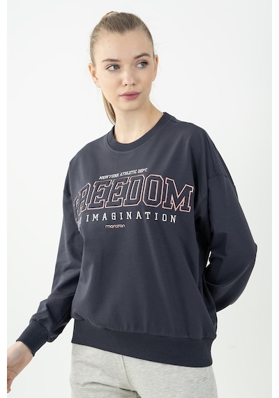 Maraton Sportswear Oversize Kadın Bisiklet Yaka Uzun Kol Basic Antrasit Sweatshirt 22169-antrasit