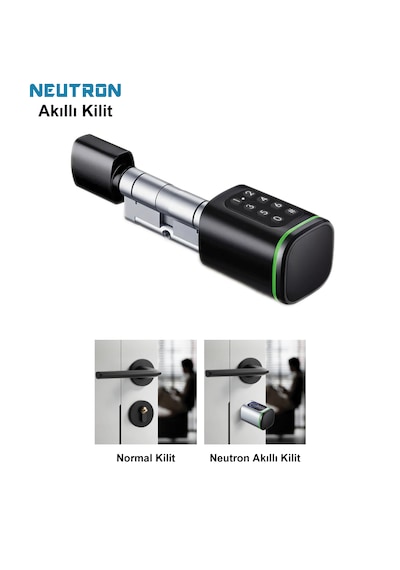 NEUTRON NTL-SC-02FKPB PARMAK İZİ, ŞİFRE, KARTLI AKILLI KAPI KİLİDİ SİYAH