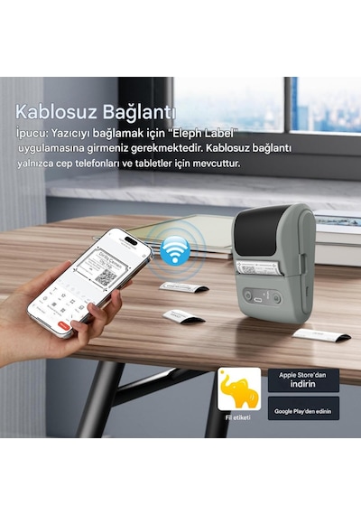 Mpı P1 Termal Yazıcı Etiket Yazıcısı Kablosuz Mini Taşınabilir Bluetooth, Usb Şarjlı, Android, Apple Uyumlu iOS