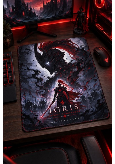 50x40 Cm Solo Leveling İgris Desenli Gaming Oyuncu Mouse Pad Kaymaz Taban Büyük Fare Altlığı