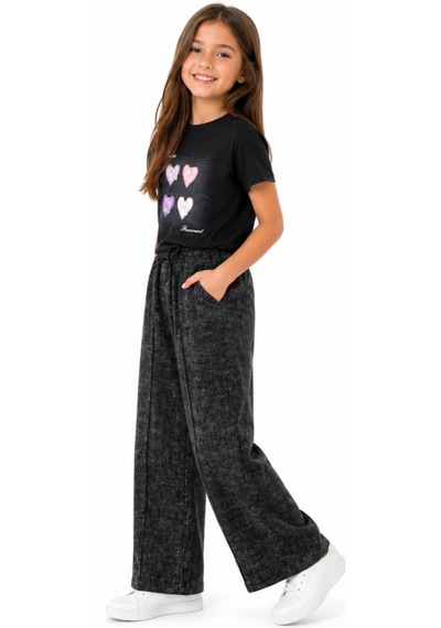 İrem Kız Çocuk Kendinden Simli Kumaş Beli Lastikli Cepli Geniş Paça Model Siyah Renk Eşofman Altı İrem Kız Çocuk Kendinden Simli Kumaş Beli Lastikli Cepli Geniş Paça Model Siyah Renk Eşofman Altı