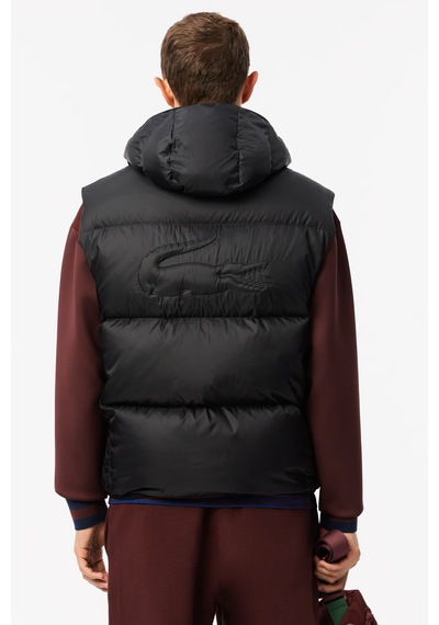 Lacoste Men's Waterrepellent Puffer Vest Kaz Tüyü Dolgu Sabit Kapüşonlu Suitici Yelek Siyah Siyah Lacoste Men's Waterrepellent Puffer Vest Kaz Tüyü Dolgu Sabit Kapüşonlu Suitici Yelek Siyah Siyah