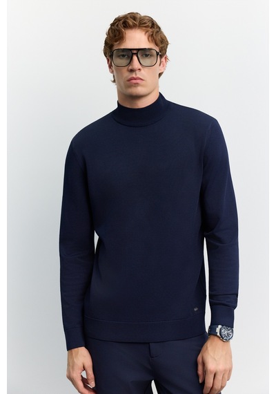 Avva Erkek Lacivert Yarım Balıkçi Yaka Basic Düz Rayon Kazak B005151