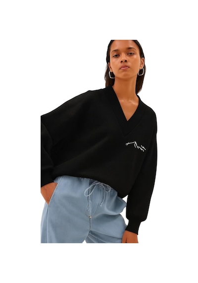 Benroma Dağ Baskılı Ünisex V Yaka Sweatshirt Çok Renkli