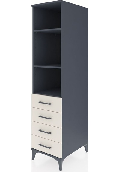 Kronos Dolap 3 Raflı 4 Çekmeceli 44x59x182 Antrasit-aytaşı Antrasit