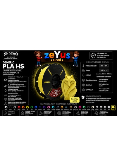 Generic Pla Hs Hyper Speed Filament Pastel Sarı 1.75 Mm 1000 Gr