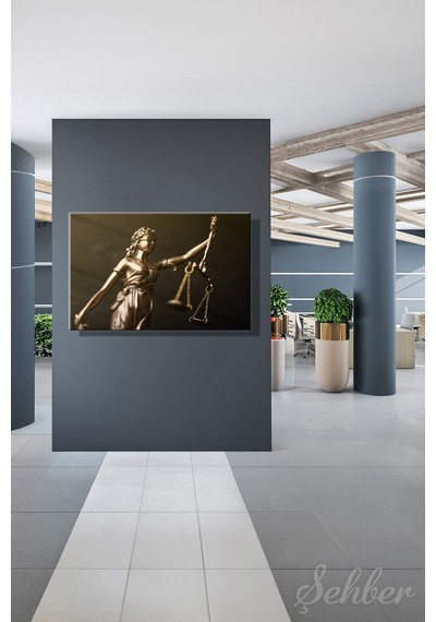 Bronz Renkli Bir Adalet Tanrıçası Themis Lady Justice Figürü Yatay Kanvas Tablo 3868 Çok Renkli