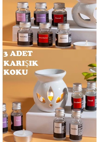 Sonx 3 Lü Aromaterapi Uçucu Yağ Seti Ve Seramik Buhurdanlık - Rahatlatıcı Oda Kokusu & Spa Deneyimi