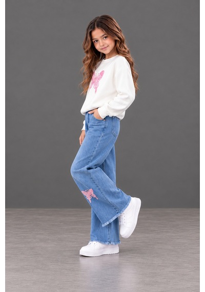 Kokoş Bebe Kız Çocuk Pembe Kelebek İşlemeli Sweatshirt Ve Bol Paça Kot Pantolon 2 Li Takım - 5/12 Yaş - 31969 Mavi Kokoş Bebe Kız Çocuk Pembe Kelebek İşlemeli Sweatshirt Ve Bol Paça Kot Pantolon 2 Li Takım - 5/12 Yaş - 31969 Mavi