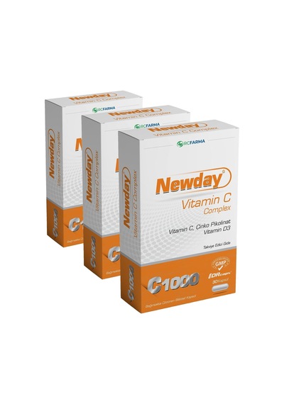 Newday Vitamin C Complex Çinko Pikolinat 30 Kapsül 3 Paketi