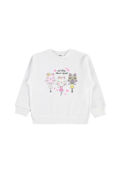 Civil Girls Kediler Baskılı 2-5 Yaş Sweatshirt - Ekru