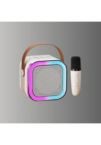 Bluetooth Karaoke Mikrofon Hoparlör Seti 6 Saat Kullanım Süreli Kablosuz Müzik Eğlence Seti