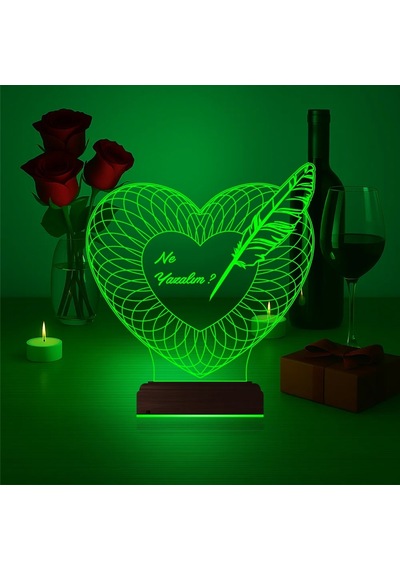 Luvivia Kalp Sevgiliye Hediye Kişiye Özel 3d Lamba - Masa Gece Lambası V22