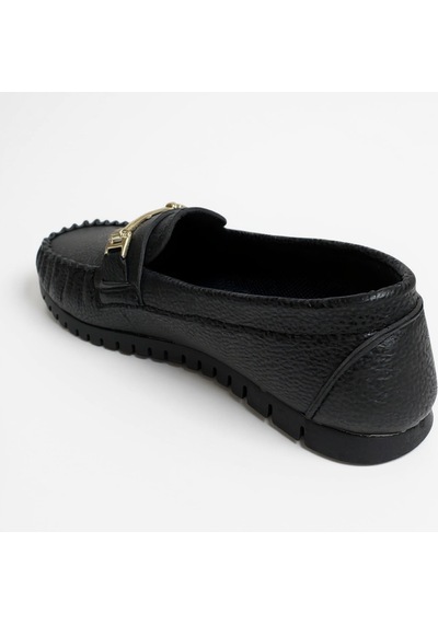 Dosa Shoes Kadın Babet Taba Zincir Tokalı Hafif Rahat Taban Şık Günlük Ayakkabı Siyah