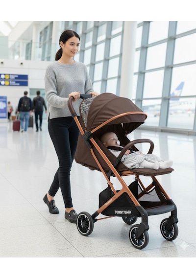 Tommybaby Quantum Kabin Travel Bebek Arabası Kabin Boy Bebek Arabası Pedli Katlanabilir Yağmurluk Hediye