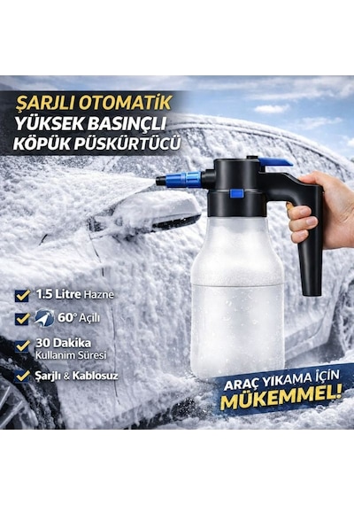 Köpük Pompası 1.5 Litre Basınçlı Sprey Şişe Araç Yıkama Köpük Aparatı