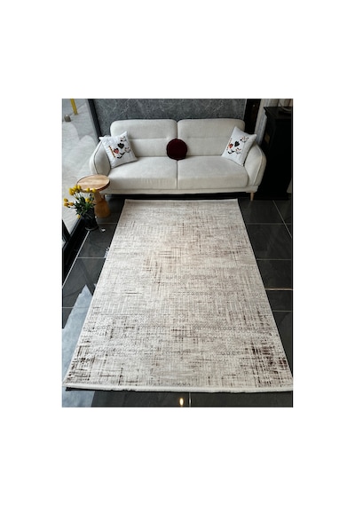 Merinos Vista %100 Akrilik Krem Kahve Desenli Kesme Halı Yolluk Antre Koridor Salon Halısı 79300-80