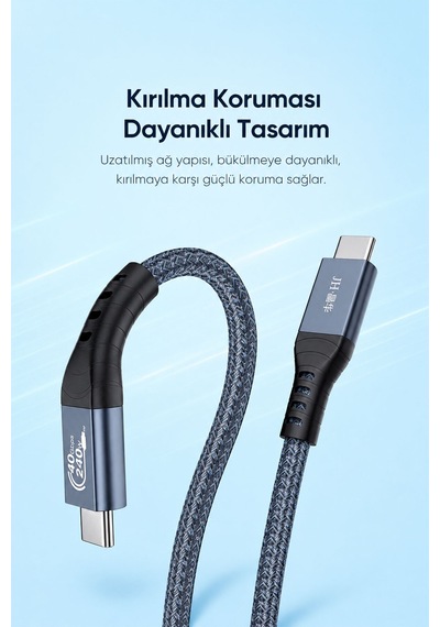 Thunderbolt 3/4  Usb4 Type-c Kablo 50 Cm, 240w Pd Hızlı Şarj, 40gbps Veri Aktarımı, 8k 60hz Görüntü, Daisy Chain, Örgülü Tam Fonksiyon Kablo U706b