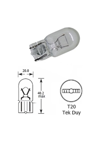 Trobus Halojen Park Ampulü T20 Dipsiz Tek Duylu Wy21 12v 21w Sarı