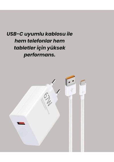 67w Hızlı Şarj Cihazı Yüksek Isı Dayanımlı Type-c Set