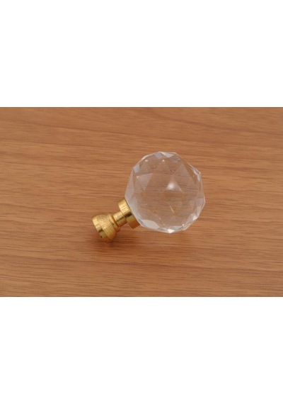 Azimkarhirdavat Kristal Taşlı Düğme Kulp Tek Delikli Tabanı Sarı (30 Mm)