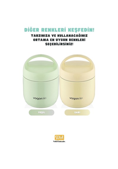 Vagonlife Bento 1200ml Lunchbox 1 Kaseli 4-6 Saat Sıcak/soğuk Termos Özellikli Çelik Sefer Tası Yemek Kutusu Sarı