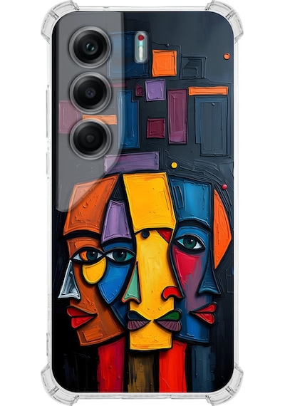 Tecno Camon 40 Pro İle Uyumlu Köşe Korumalı Kılıf Metamorfoz Trinite Tasarımlı Uv Baskılı Şeffaf