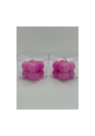 Şeffaf Kutulu İkili Küçük Pembe Bubble Mum-doğal %100 Soya Wax Dekor Mum Düğün, Nişan,kına Hediyelik