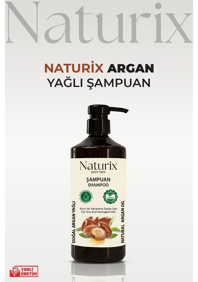 Naturix Hacimli Saçlar için Tuzsuz Argan Şampuan 600 ML