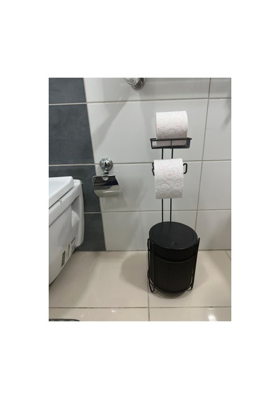 Buççin Online Mağaza 5 Litre Çöp Kovalı Metal Tuvalet Kağıtlık Siyah, Paslanmaz Özel Boyalı Şık Ve Fonksiyonel Metal Siya Çok Renkli