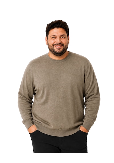 Battalmoda Erkek Büyük Beden Vizon Bisiklet Yaka Pamuklu Kazak 3xl-4xl-5xl-6xl